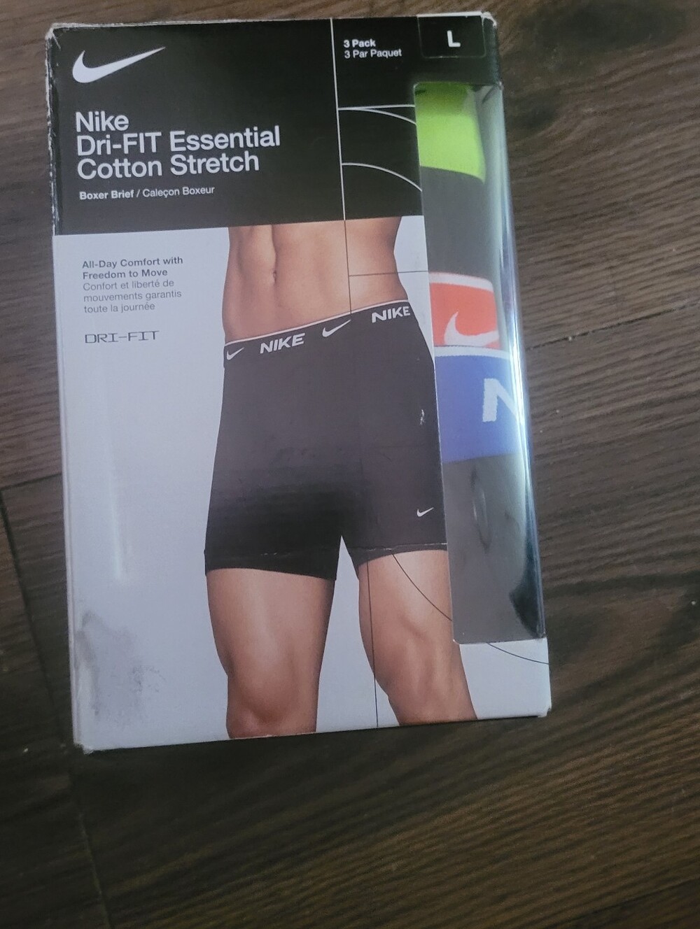 NWT Nike Boxer Briefs 3-Pack - Black with Green, Orange, Blue Accents - Picture 3 of 3